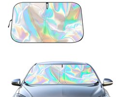 Zonnescherm Auto Voorruit - Opvouwbaar Autozonnescherm Binnenkant - UV-Bescherming tegen Hitte - Titanium Zilver Auto Zonneklep - Universeel - XL 145 x 82 cm