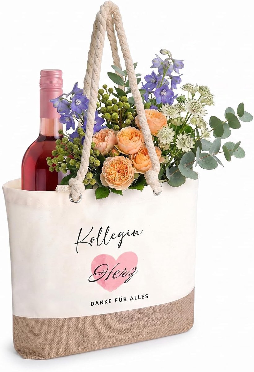 Jute boodschappentas als afscheidscadeau voor collega's, perfect voor verjaardagen en feestdagen met een stijlvol en praktisch ontwerp