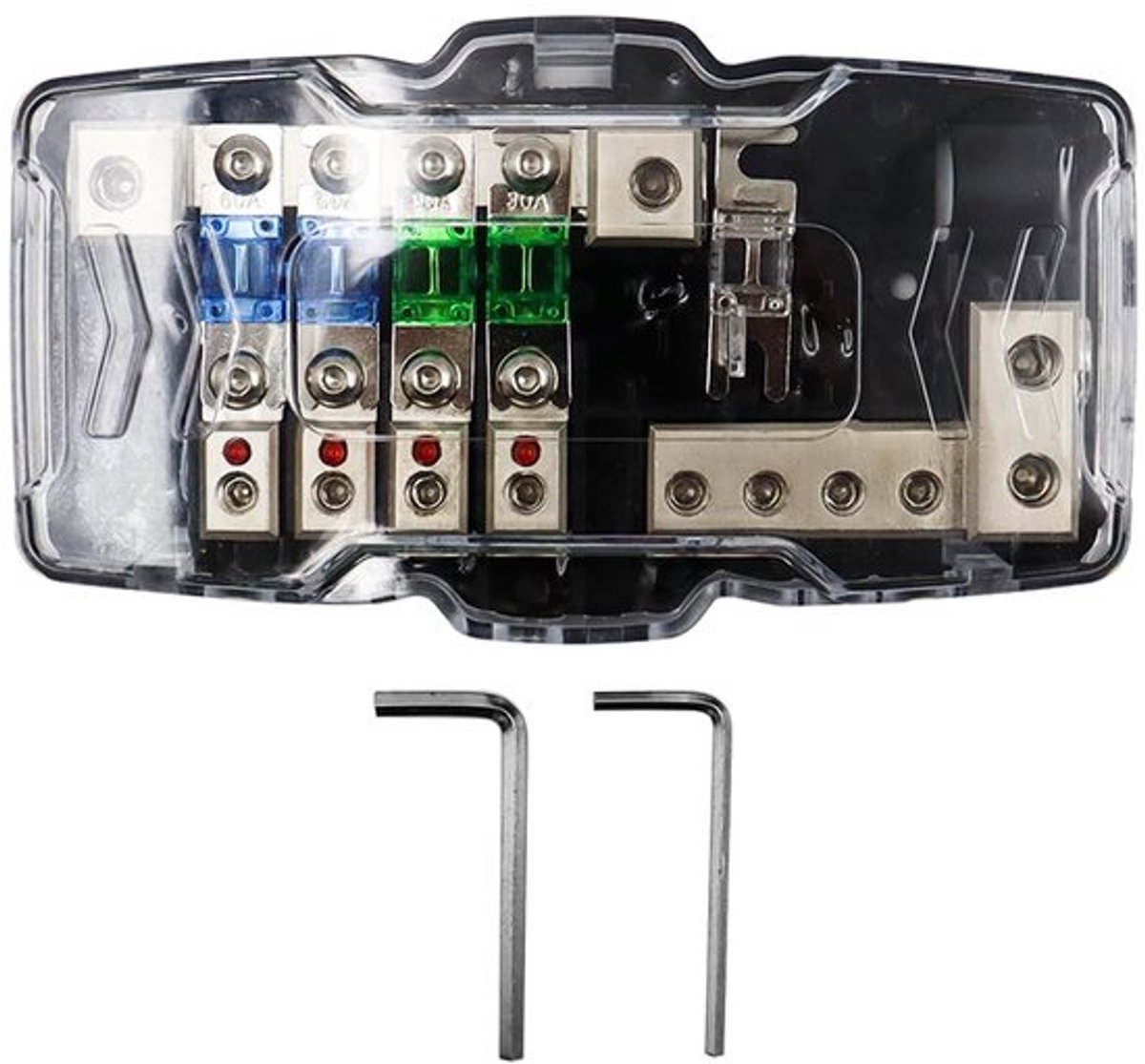Car Audio ANL Fusehouder - Multifunctioneel 4-Weg met LED Licht - 2-In 4-Uit