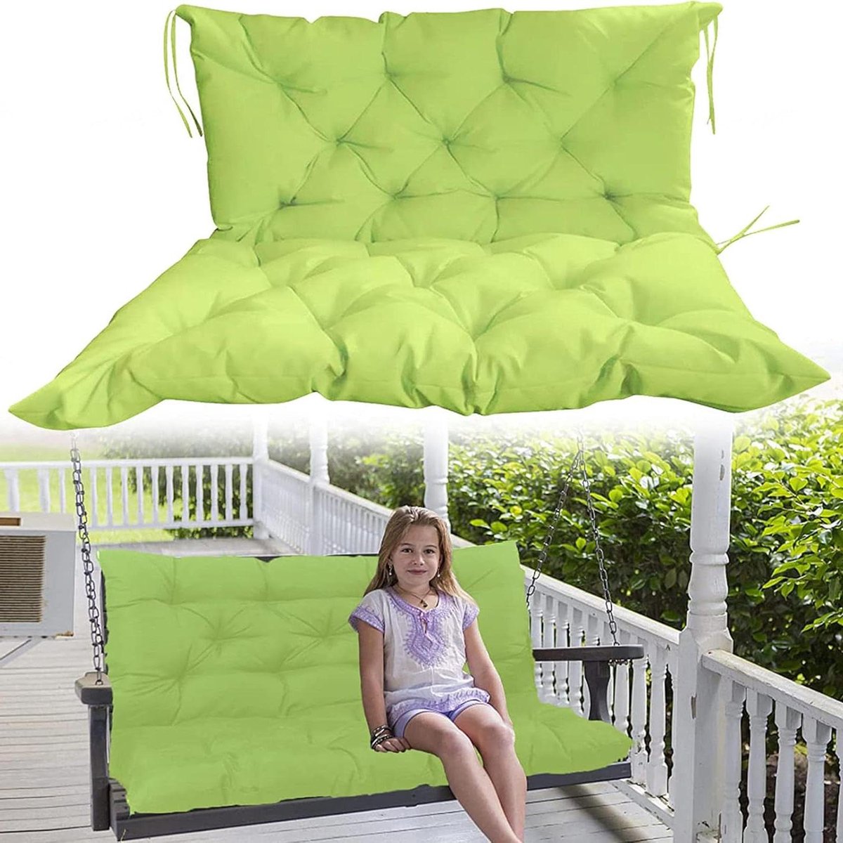 Schommelkussen - Bankkussen Buiten - Buiten Ontspannen - Extra Dikke Vulling - 1016 x 1016 cm - Groen