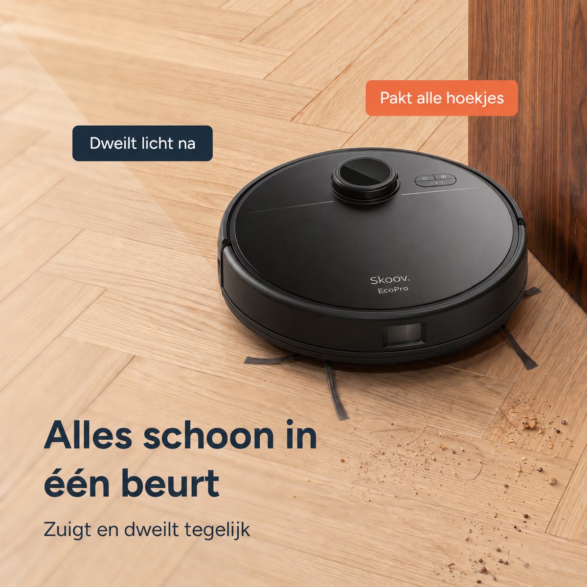 Skoov EcoPro Robotstofzuiger met Dweilfunctie Zwart 28W - afbeelding 3