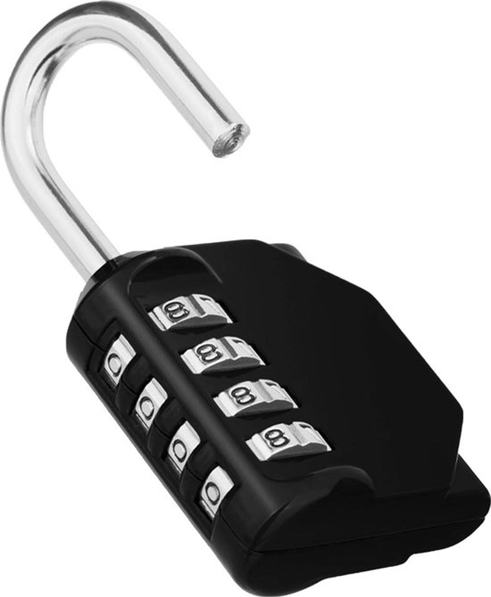 4-cijferig cijferslot met code voor sportgarderobe, college, school, poort, tuinhuis - zwart