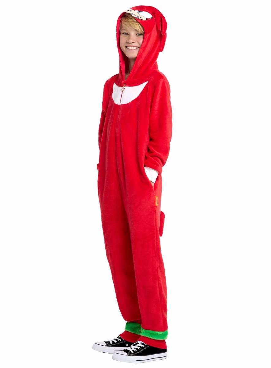 OppoSuits Knuckles Kids Onesie - Unisex - Sonic Jumpsuit - Carnaval - Huispak - Rood - Maat 98/104