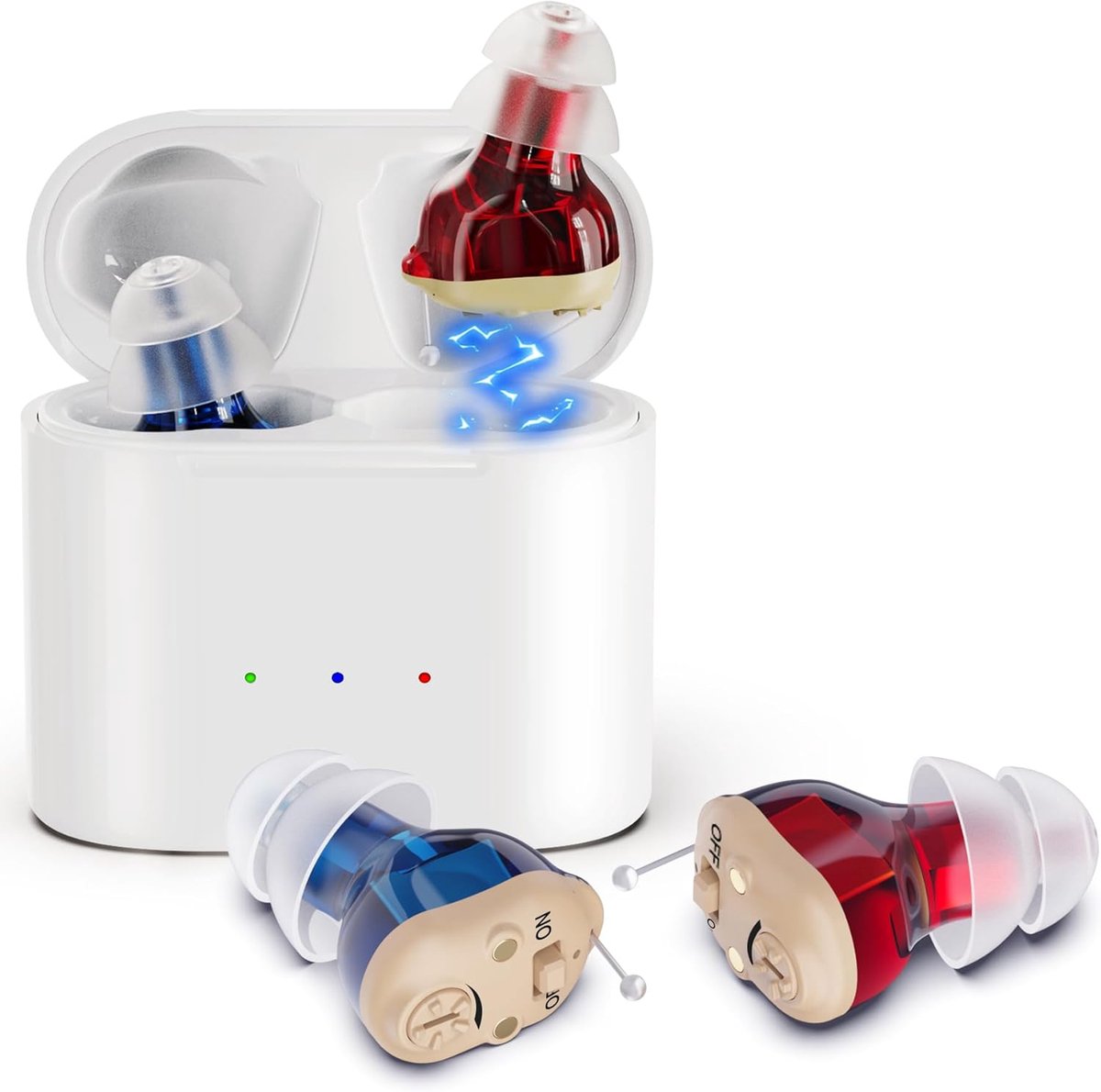Oplaadbaar digitaal - Mini CIC persoonlijk innerlijk apparaat voor volwassenen en senioren - volledig digitale technologie met draagbare USB-oplaadkoffer
