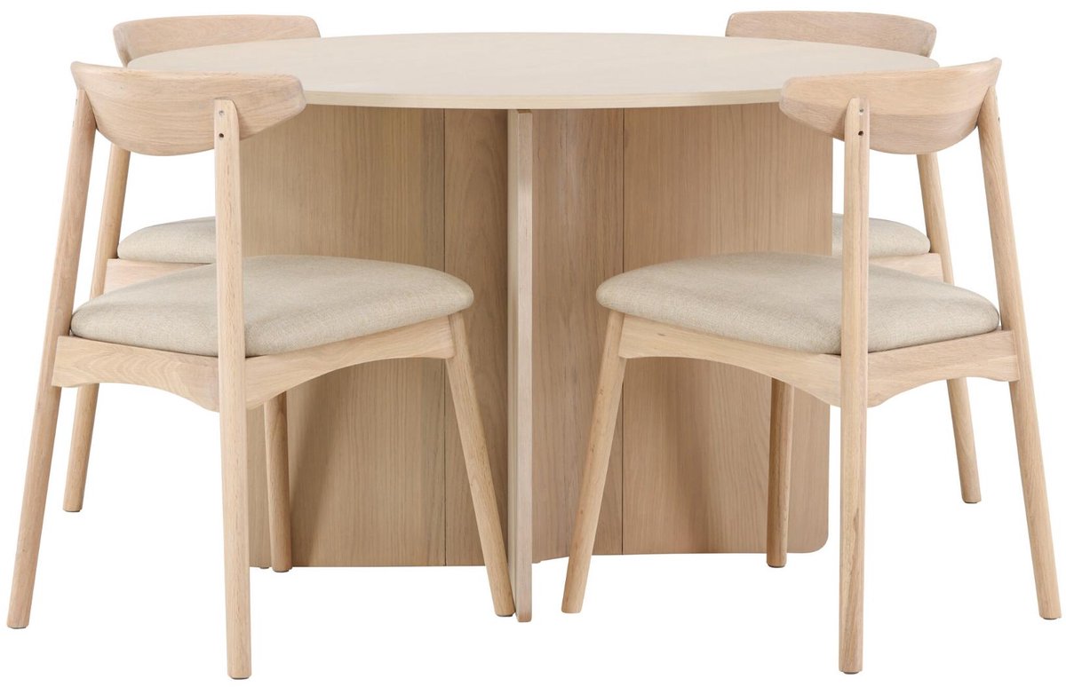 Tyresö eethoek eettafel whitewash 4 stoelen whitewash.