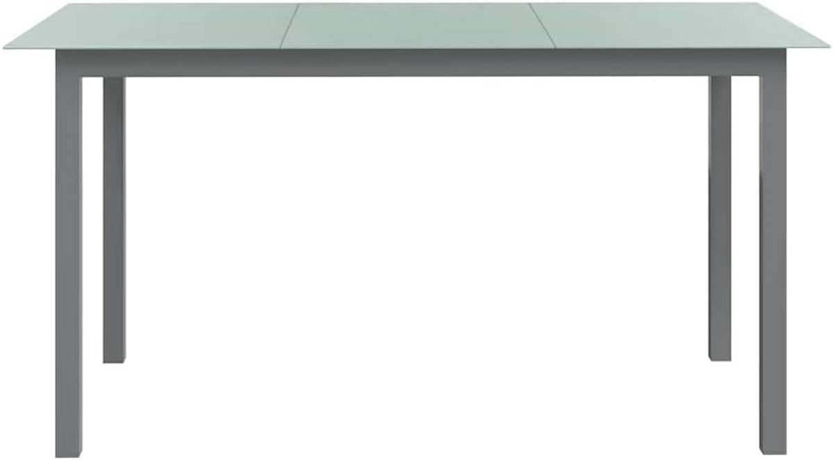 Tuintafel Aluminium Glas - Terrastafel Balkontafel - Buiten Eten - Stabiel Frame Glasplaat - 150 x 90 cm - Lichtgrijs