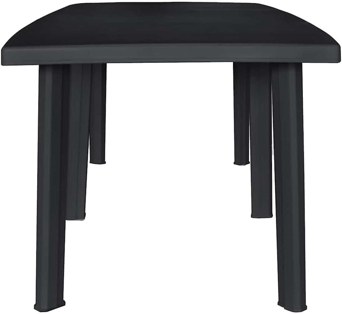 Tuintafel Kunststof - Buitentafel Terrastafel - Buiten Eten - Met Parasolgat - 216 x 90 cm - Antraciet