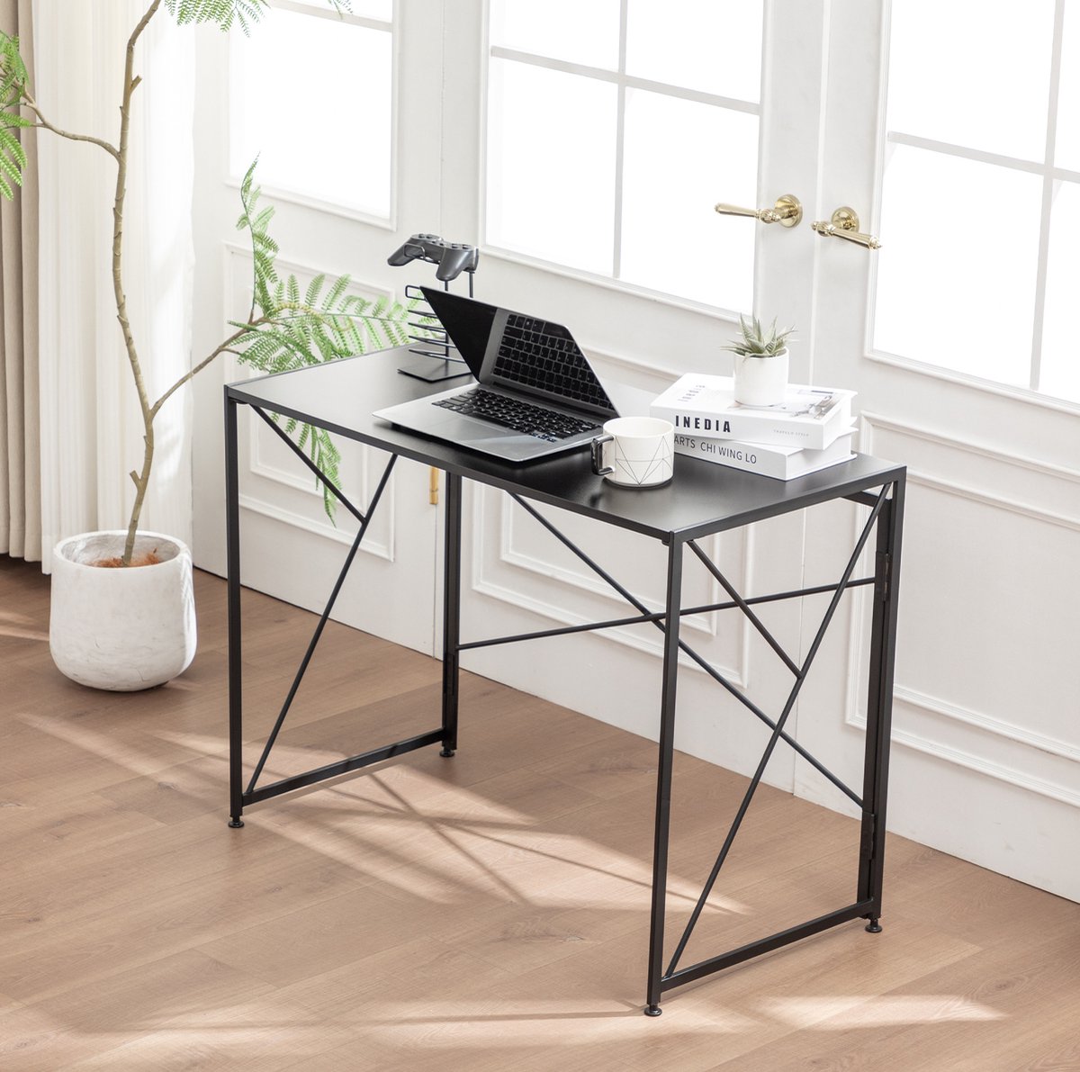 STILVORA Bureau - Inklapbaar En Ruimtebesparend Voor Thuiswerk En Kleine Kamers - MDF En Metaal - 99x50x75 Cm - Zwart