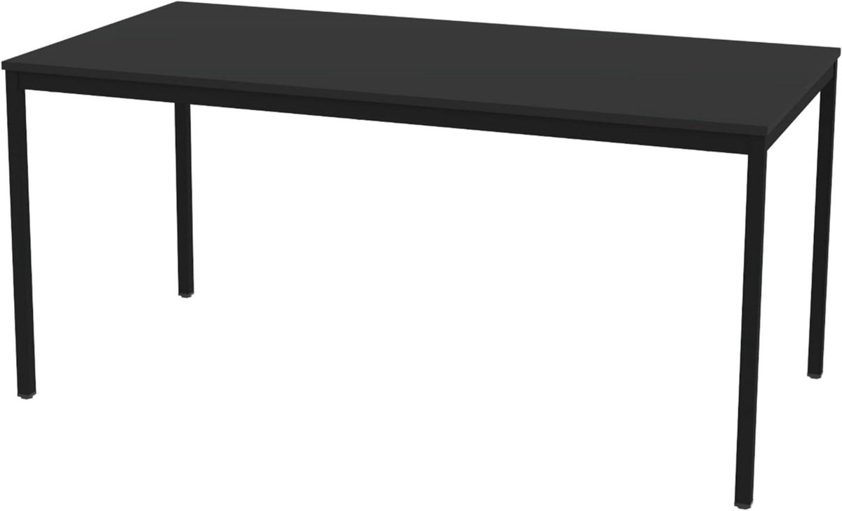 Bureautafel Kantinetafel - Vergaderbureau Werktafel - Professioneel Gebruik - Melamine Blad Metaalframe - 75x180x80 cm - Zwart