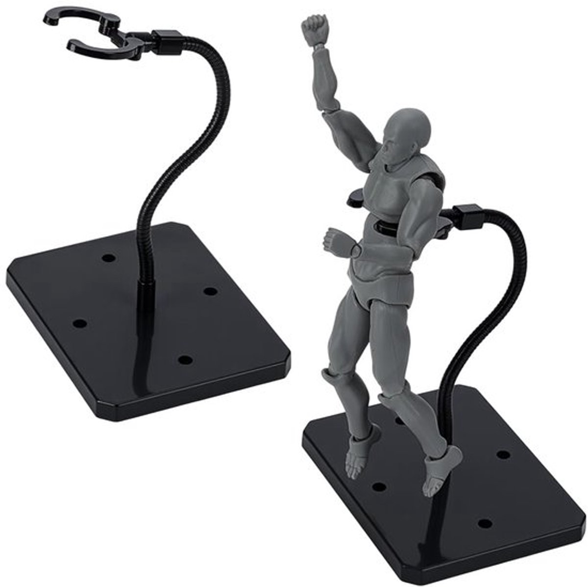 2 Sets Action Figure Display Stands met Verstelbare Snake Bones 93x73x177mm Zwarte Plastic Minifiguren Display Stands met Rechthoekige Base Ondersteuning Standhouder voor HG RG SHF