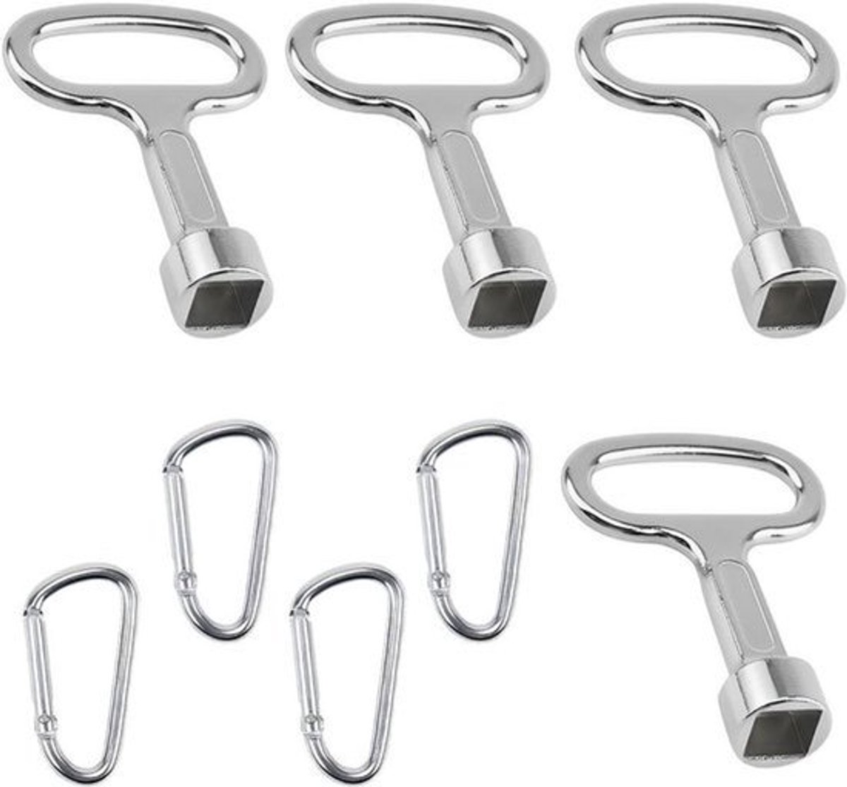 4 Stuks Radiatorsleutel met Sleutelhanger Ventiel Sleutel 8.15mm Vierkante Sleutel voor Te