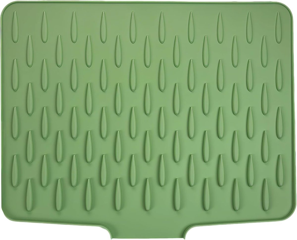 Afdruipmat voor de keuken, lekvrije siliconen afdruipmat met wateromleiding, werkbladbescherming voor servies en keukengootsteen, 40 x 32,5 cm