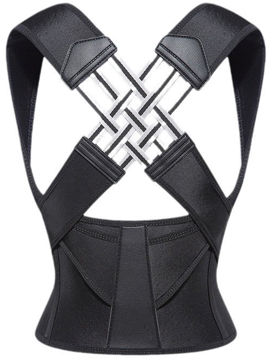 Rugbrace - Posture Corrector Voor Vrouwen en Mannen - Verstelbare Bovenrug Straightener - Rug Correcter - Houding Corrector - Postuur Corrector - Rugband Voor Onderrug-Zwart-XXXL