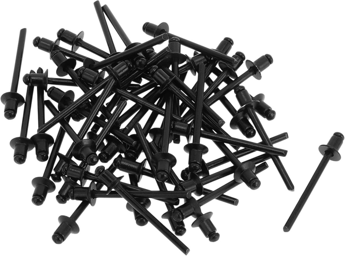Open End Blinde Klinknagels 50 Stuks Zwart - 4.8mm Grip Diameter, 6mm Grip Lengte, Aluminium Klinknagels voor Metaal en Hout