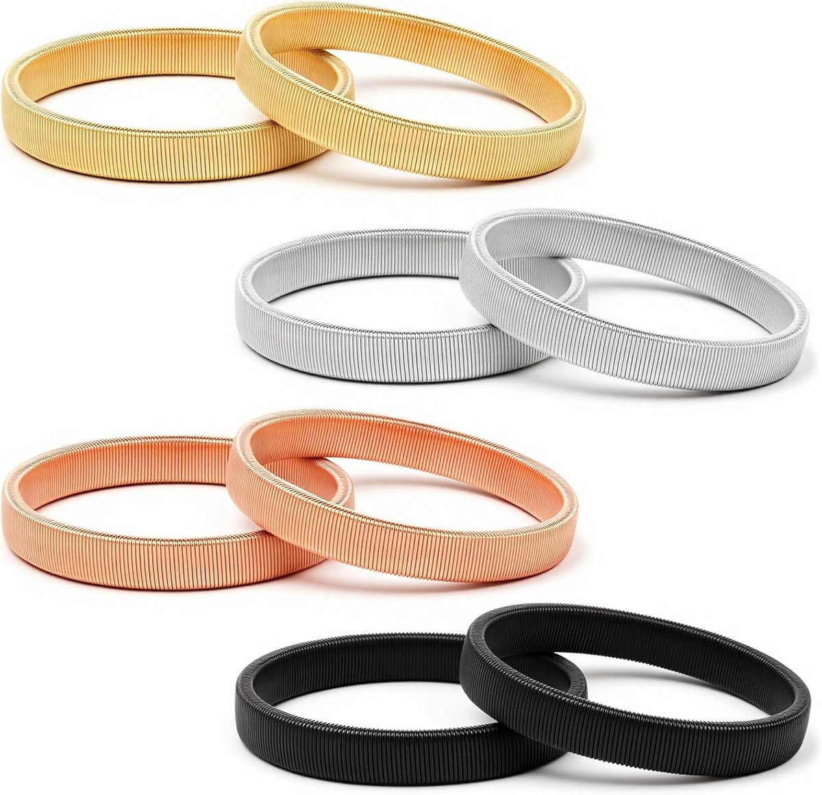 8 stuks elastische mouwhouders voor heren en dames, antislip hemdarmbanden voor lange mouwen in goud, zilver, zwart en lichtbruin