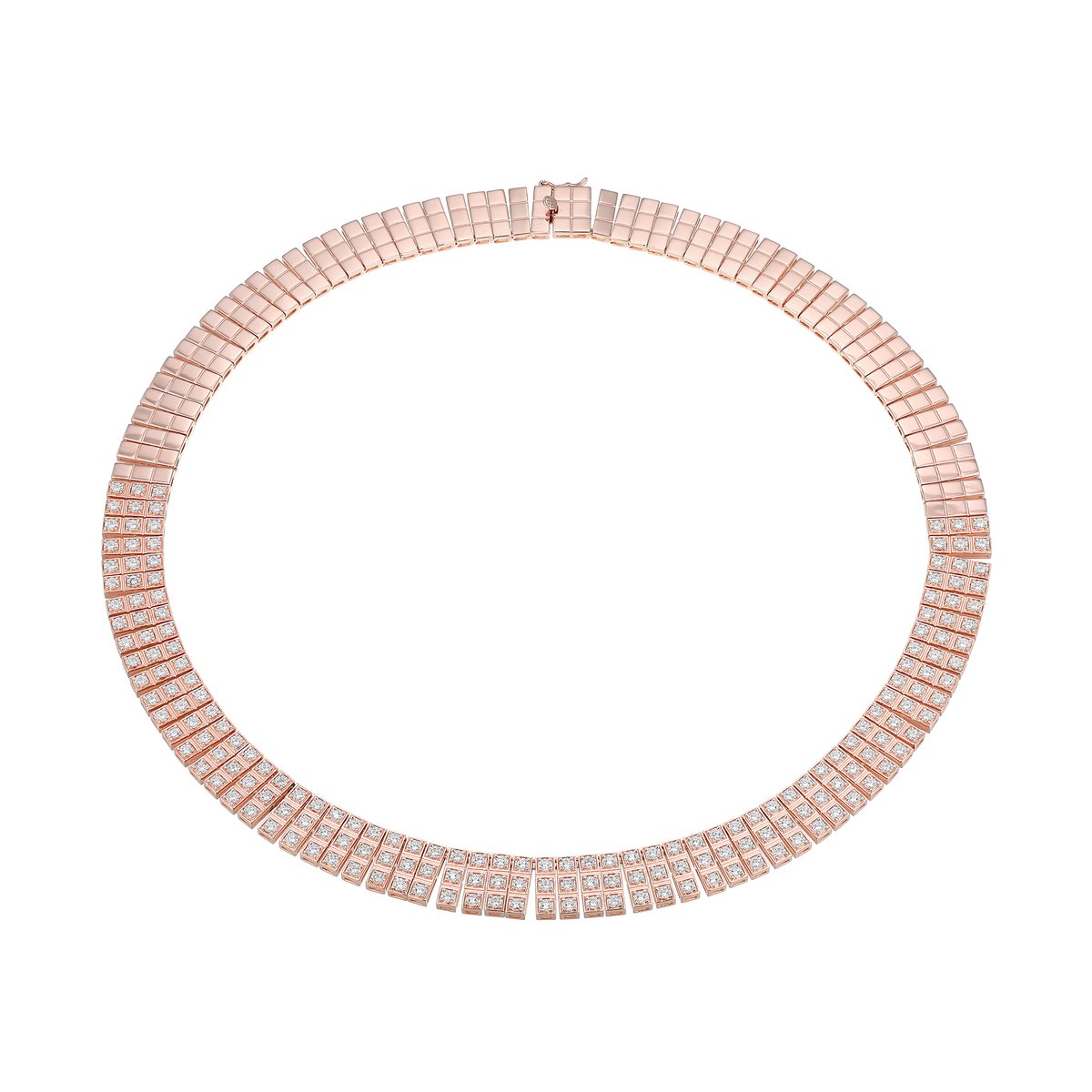 Cavill - Zilveren Halsketting met 183 Nigeriaanse Zirkonen - 925 Sterling Zilver - Roségoud Verguld - Fijne Pavé Zetting - Elegant Collier