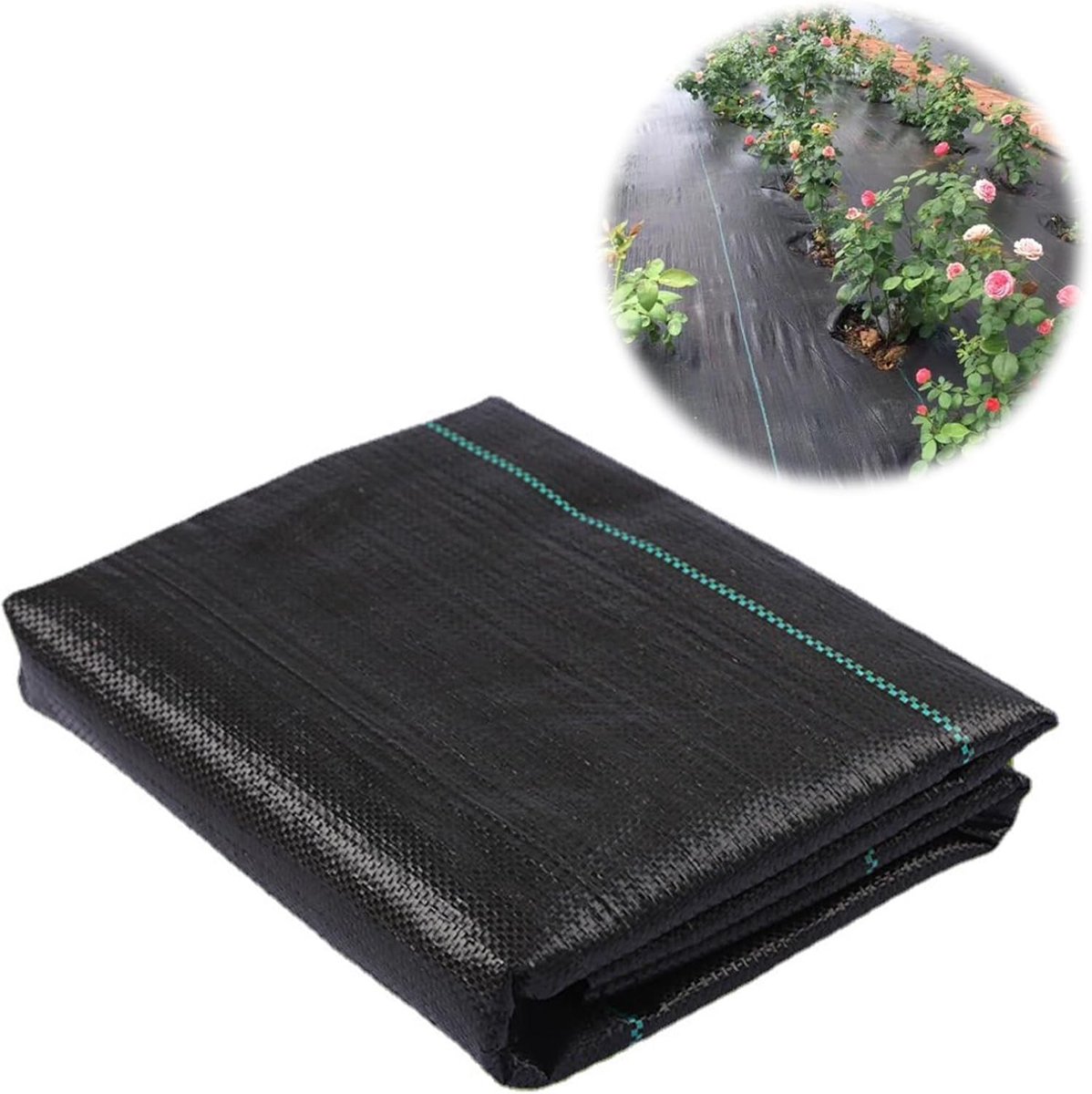 Anti-onkruiddoek, waterdoorlatend en ademend, scheurbestendig voor tuinieren en landbouw, 2 m x 2 m