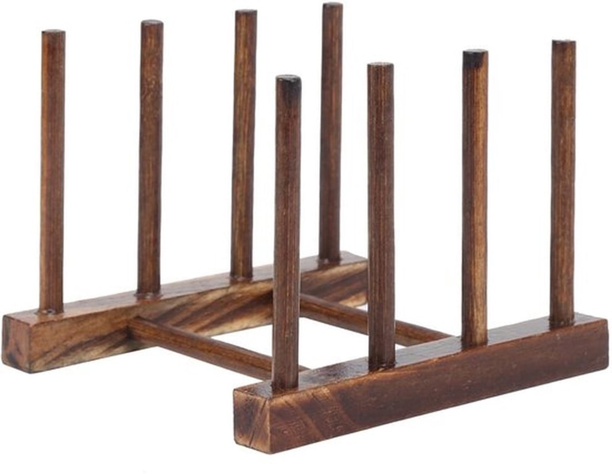 Droogrek Ruimtebesparend - Opvouwbaar - Serviesdroger - 4-zuilmodel - Composiet Hout - Makkelijk te Reinigen - Vaatdroger