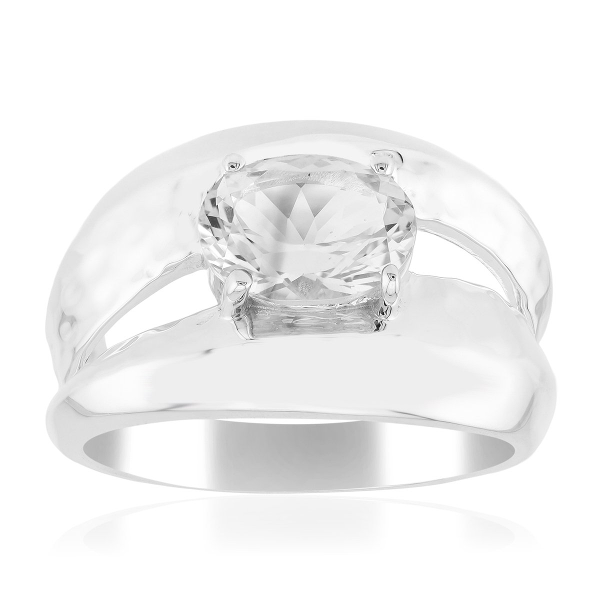 Cavill - Zilveren Ring met 1,02 ct Ovale Herkimer Kwarts uit VS - 925 Sterling Zilver met Palladium - Elegante Prongzetting - Modieuze Ring