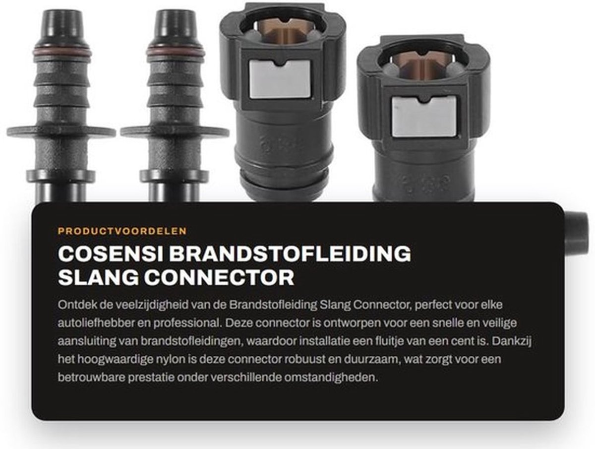 Slang Connector 9,89mm naar 10,5mm - Brandstofleiding - Hoogwaardig Nylon - Duurzaam - Snelwisselaansluiting - Inclusief O-ring - Brandstofconnector