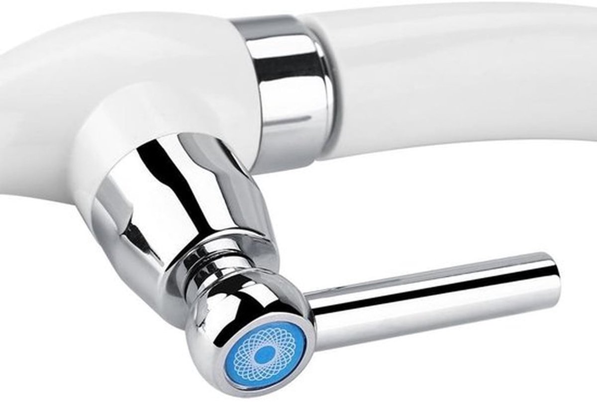 Keukenkraan Koud Water - ABS Plastic - Rechtse Handgreep - Eenvoudig te Installeren - Geschikt voor Keuken en Badkamer - Wit/Chroom Afwerking - Waterkraan