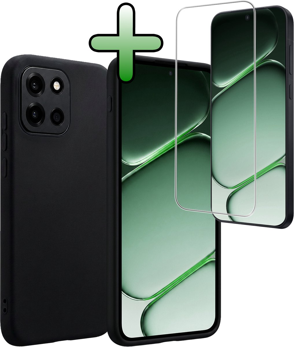 Hoesje Met Screenprotector - Geschikt voor OnePlus Nord 6 - Sterk & Shockproof - Back Cover - Siliconen Case - Telefoon Hoes - Zwart