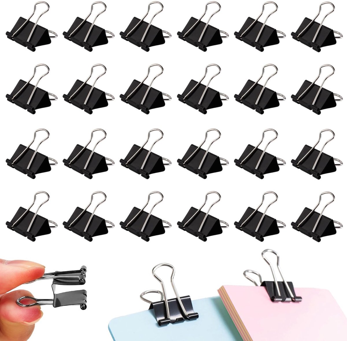 Solidchoice - Set van 24 Metalen Vouwclips voor Kantoor en Huishouden