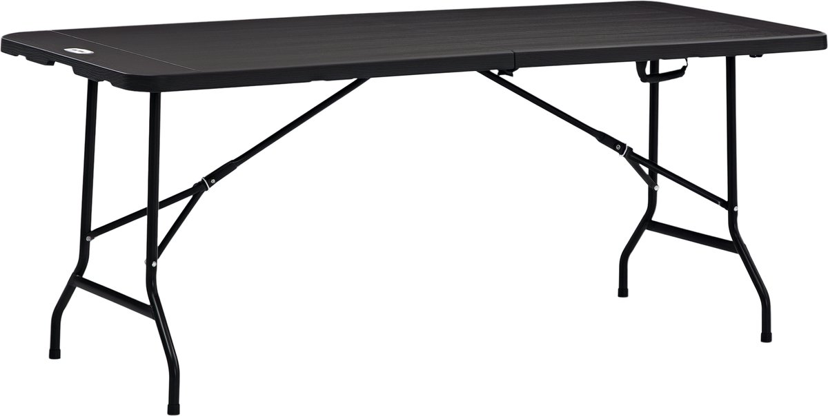 Buitentafel - tuintafel - voor 6 personen - inklapbaar - houtlook - donkergrijs - 180 x 75 - 5 x 73 cm