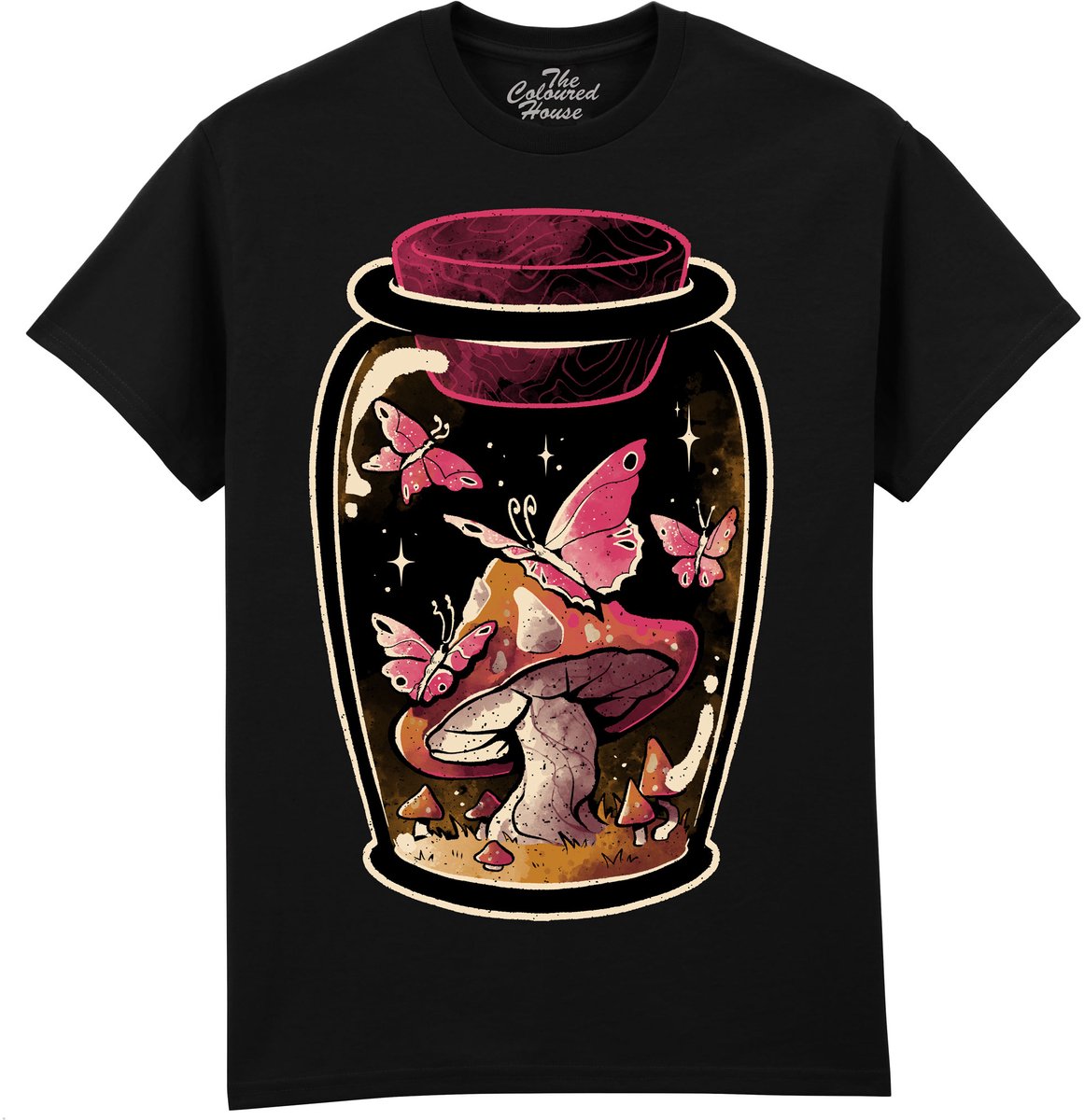 Vlinders Paddenstoel Butterfly Glass The Coloured House T-shirt L