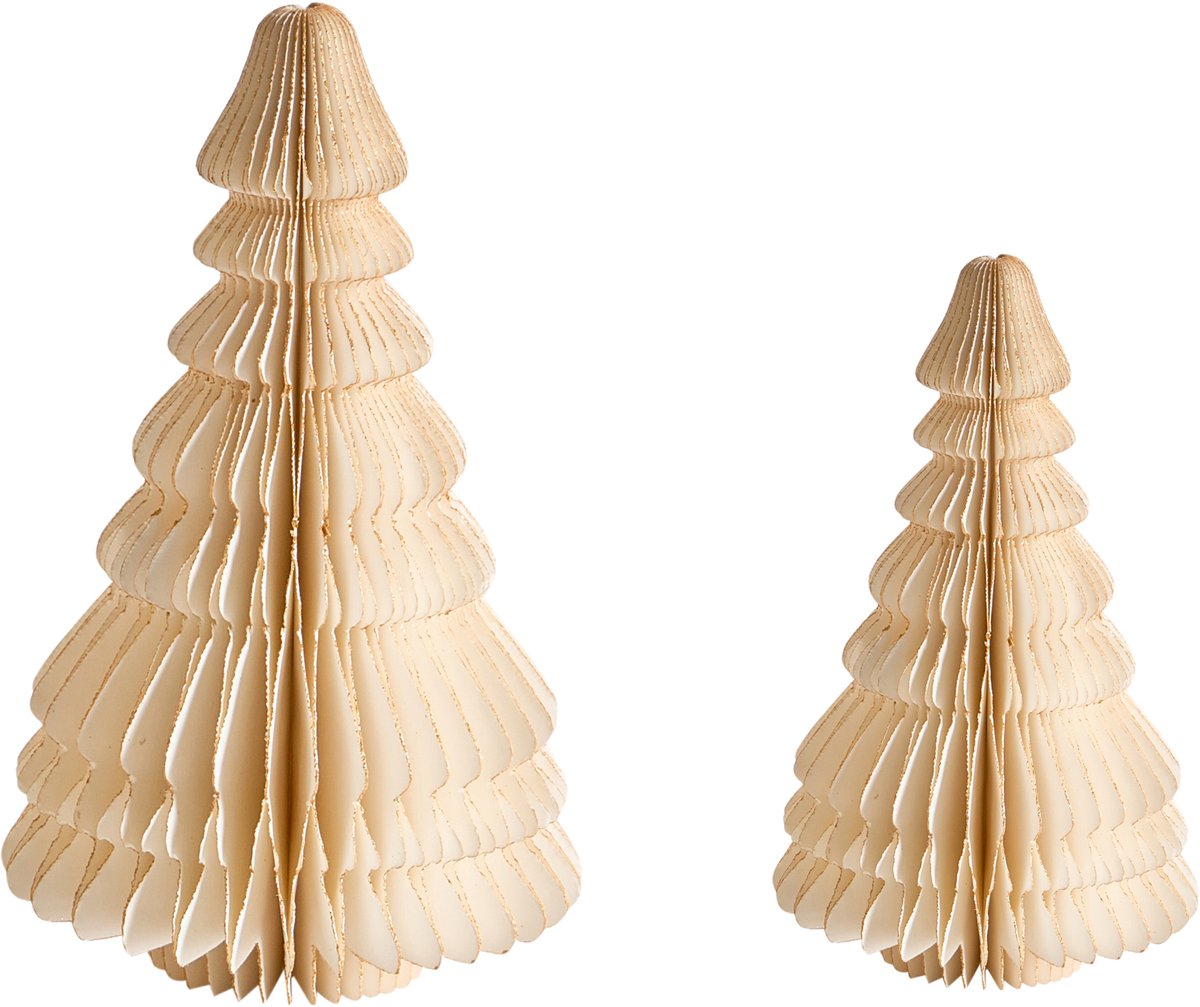 SKJOMA - Set van 2 kerstfiguren - Beige - Papier