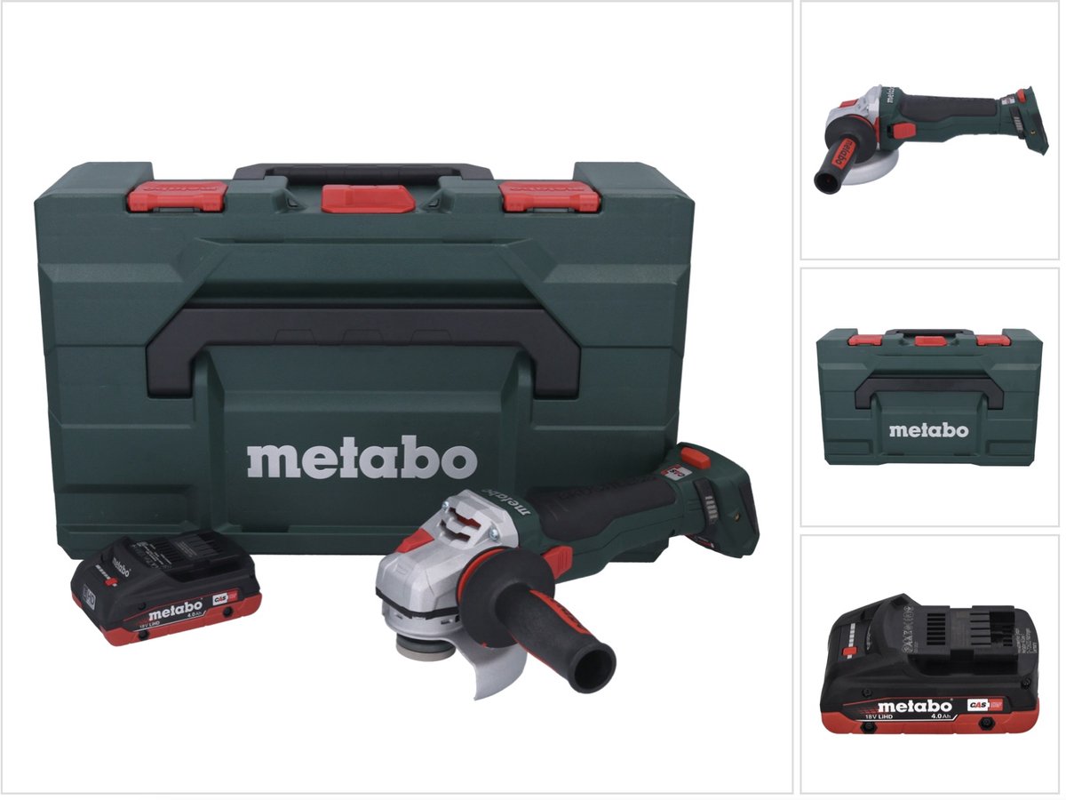 Metabo WB 18 LTX BL 15-125 Quick accu haakse slijper 18 V 125 mm borstelloos + 1x accu 4.0 Ah + metaBOX - zonder lader