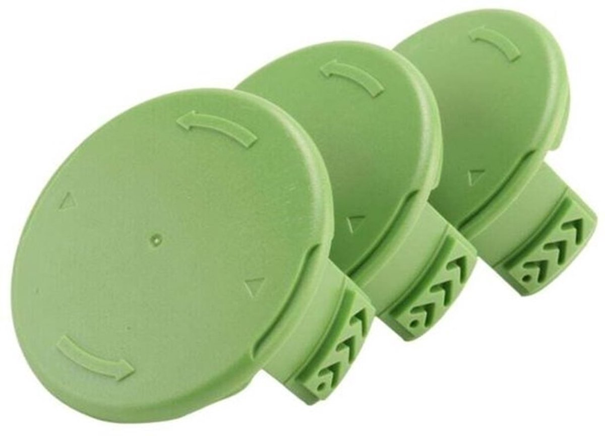 Een set van 3 vervangende spoelkappen geschikt voor 24V, 40V en 80V draadloze bosmaaiers, onderdeelnummer 3411546A-6