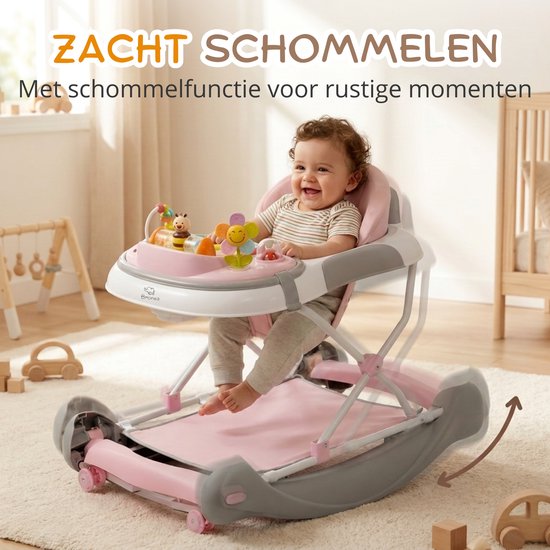 BRONEA® Loopstoeltje baby 4-in-1 - Babywalker met schommelfunctie en speelpaneel met muziek - In hoogte verstelbaar en opvouwbaar - Loopstoel met stille wielen en remmen van Merkloos — afbeelding 3