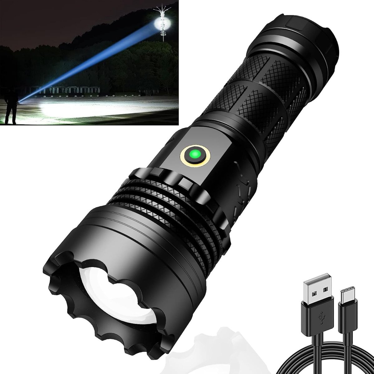 Militaire zaklamp - Rood - R02 - Led Zaklamp met 5 Lichtmodi en USB Oplaadbaar - Voor Outdoor en Noodgebruik