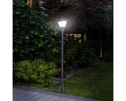 DESMIU Solar Tuinlantaarn - Automatische Dag En Nacht Sensor - 15 × 15 × 120 Cm - Kunststof - Zwart - Voor Tuin En Pad - IP44