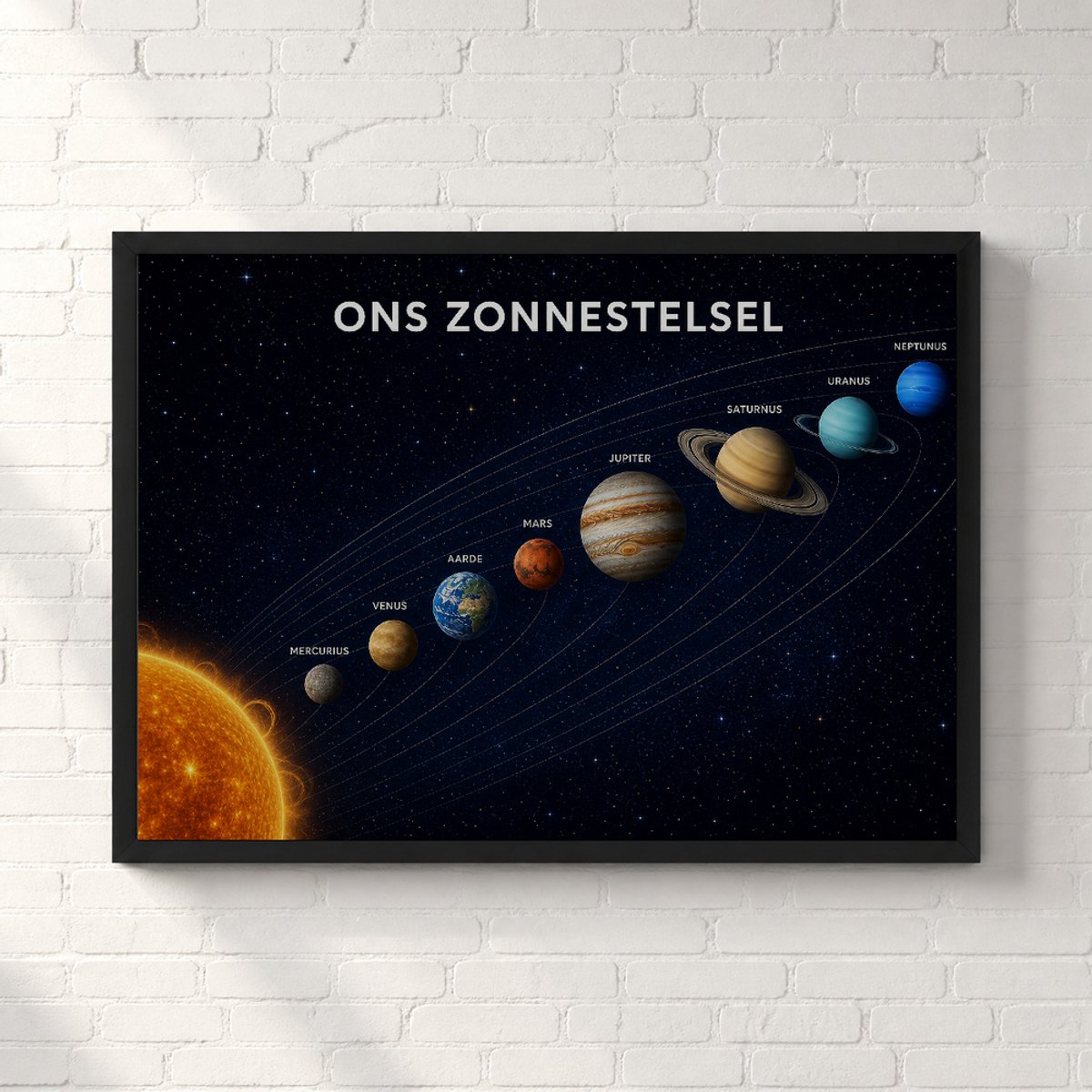 Ons Zonnestelsel Minimalistisch Poster - Nederlandstalig - A1 91,5 × 61 cm - Ruimte en Planeten