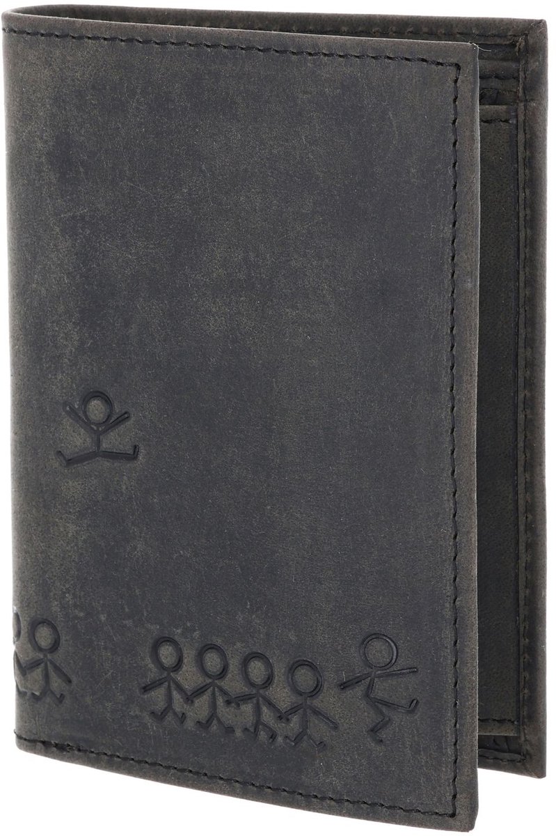 oxmox Leren portemonnee Leather RFID Protect Kombibörse Jumping Jack 2.0 Embossed Vintage Black zwart