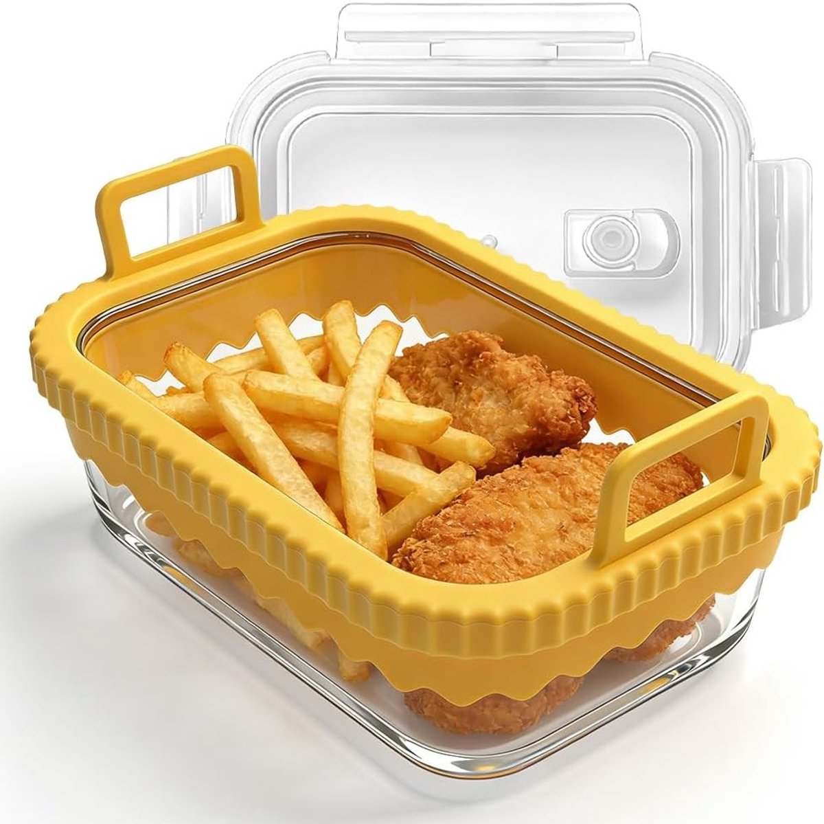 Glazen ovenschotel met deksel en verwijderbare handvatten voor airfryers | Hittebestendig en vaatwasmachinebestendig | Ideaal voor koken, bakken en gratineren