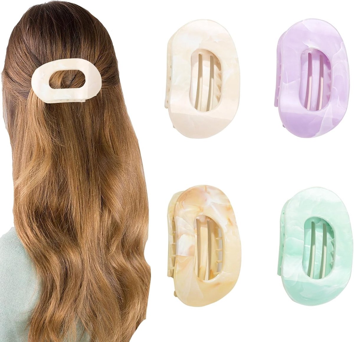 Set van 4 Haar Klemmen, Flat Hair Clips voor Vrouwen, Antislip Haaraccessoires voor Dagelijks Gebruik en Haarstyling