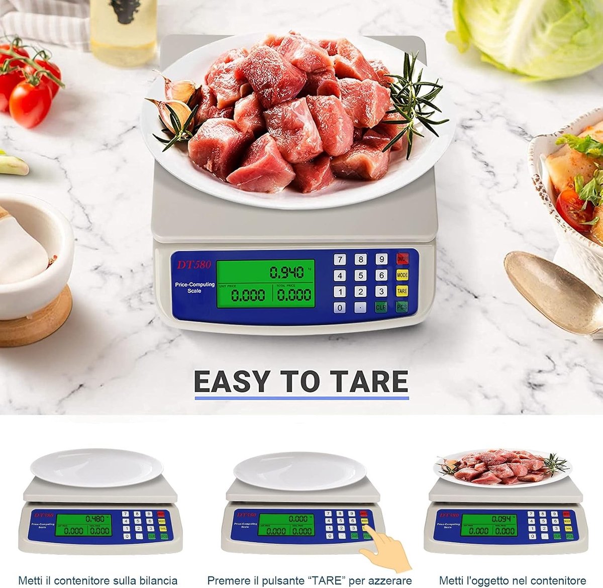 Digitale Keukenweegschaal - Zwart - 30 kg/1 g - Nauwkeurige Voedselweegschaal met LCD-scherm - Voor Koken en Bakken