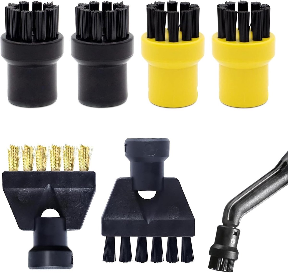 Set van 6 Stoomreinigerborstels - Accessoires voor Stoomreinigers met Ronde en Spleetborstels voor Grondige Reiniging en Onderhoud