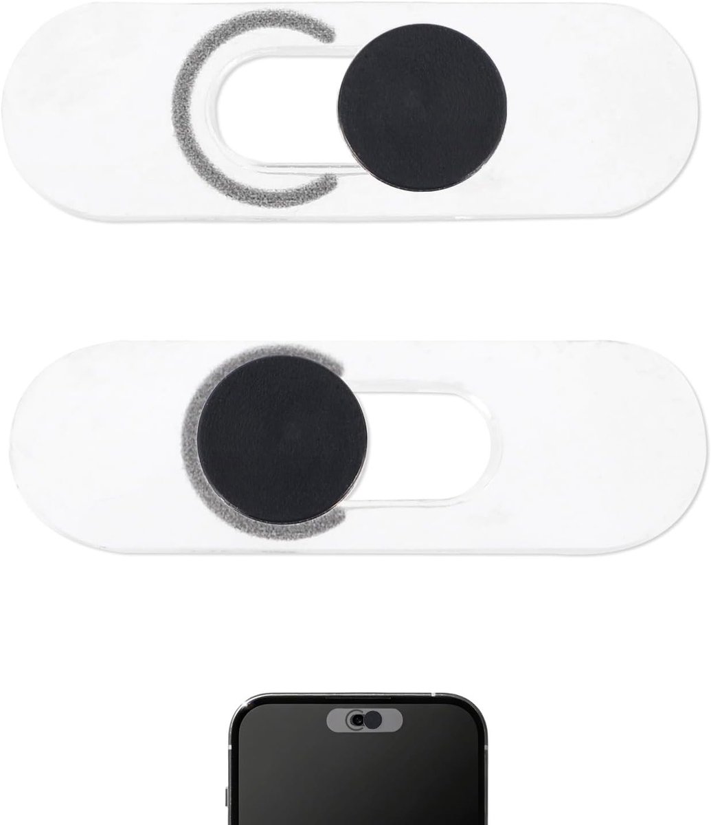 Telefoon Frontcamera Afdekking - Zwart - 2 x 0,7 x 0,05 cm - Ultradunne Webcam Afdekking - Voor Smartphones