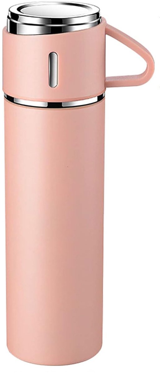 MODFU Thermosbeker 500 ml – Roestvrij staal met deksel – Houdt warm en koud – Praktisch voor onderweg, werk & sport – Roze
