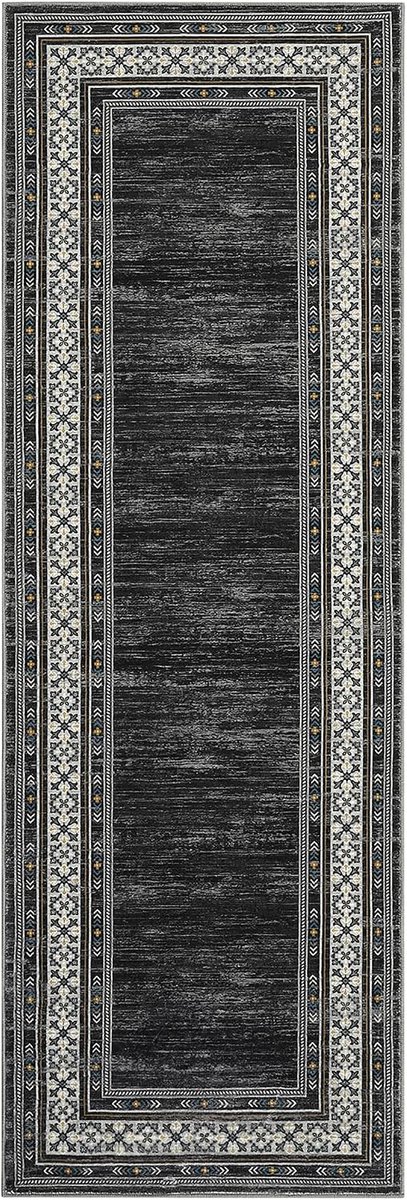 Vloerkleed Modern Zwart 60x230 cm Fluweel Pearl Velvet Opvouwbaar Woonkamer