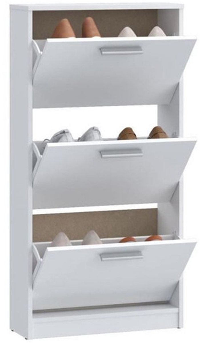 Mac Matte witte schoenenkast – 3 kantelvakken – 6 paar