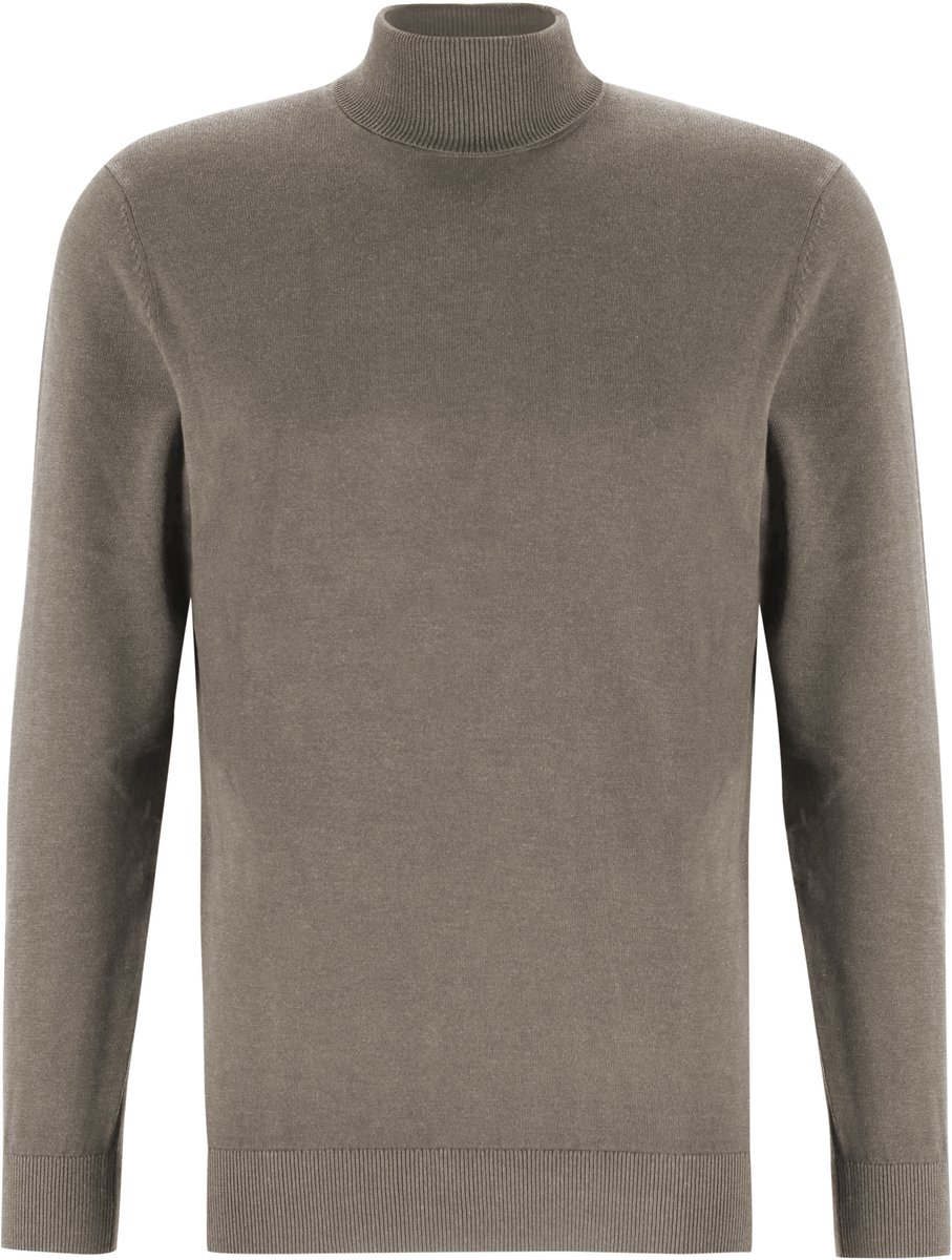 Michaelis heren trui katoenmengsel - slim fit coltrui - bruin
