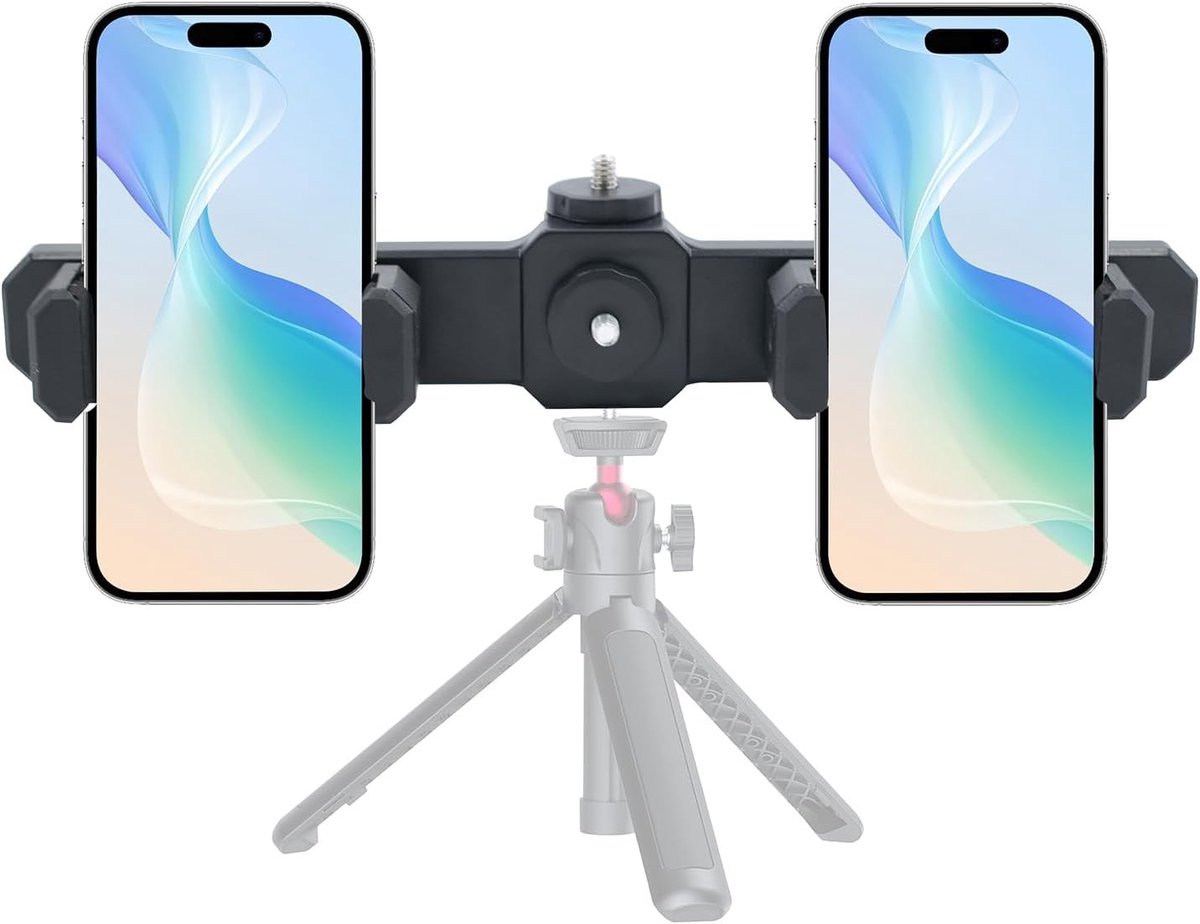 Adapter voor Telefoonstatief - Zwart - 27 cm - Dubbele Houder met 360° Rotatie - Voor Vloggers en Contentmakers