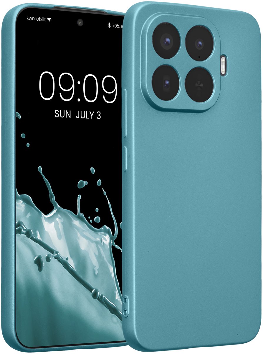 kwmobile metallic telefoonhoesje van TPU - geschikt voor Xiaomi 17T Pro - Flexible case voor smartphone - In Metallic carabisch blauw