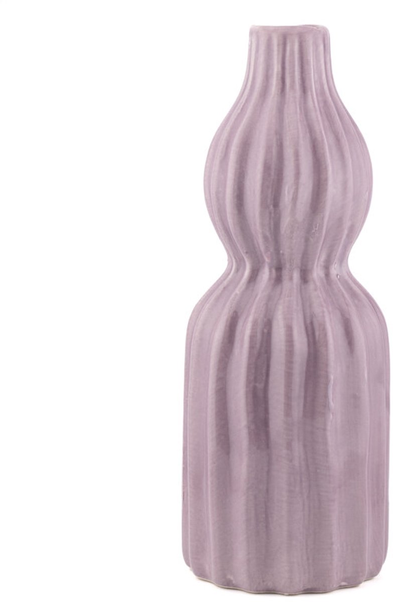 Aardewerk vaas Stripes aubergine