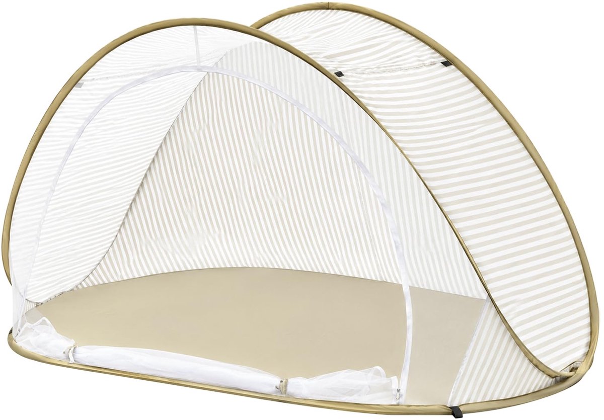 Famanu – Pop-up strandtent voor 3-4 personen, grote draagbare tent met automatische montage, zonwerend en ademend, inclusief opbergtas en haringen, ideaal voor strand en kamperen